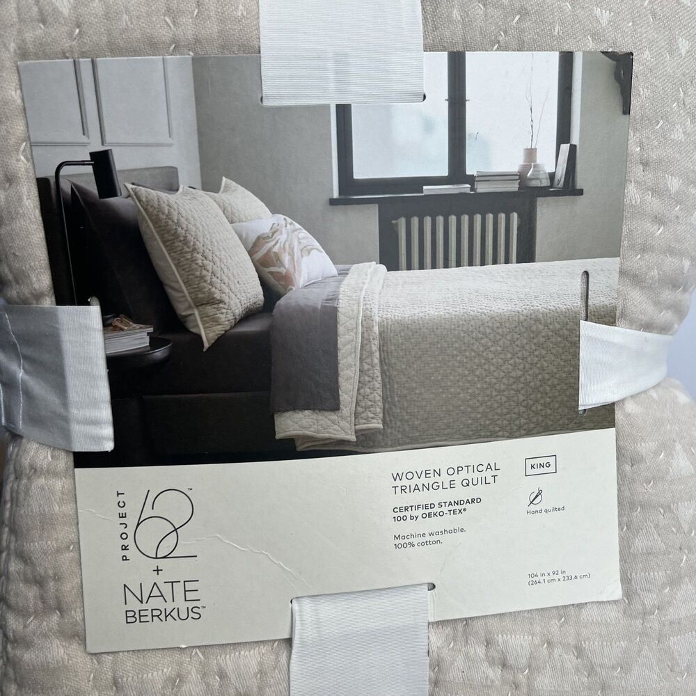 Project 62 Nate Berkus Woven Optical Triangle Quilt KING NEW